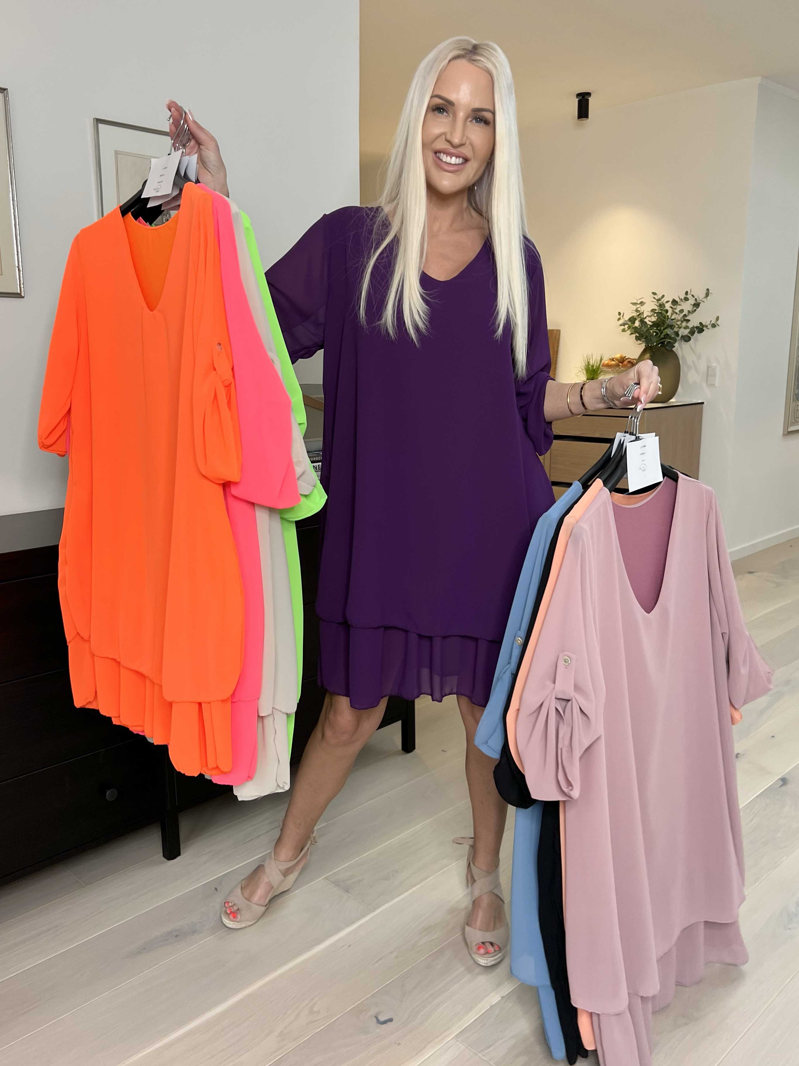 Jill - Chiffongtunika med underkjol i viskos